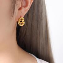 Elegant Non-fading Rhinestone Pig Nose Threaded Titanium Steel Earrings for Women