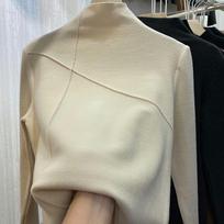 Women's Brushed Fleece Half-High Neck Slim-Fit Long-Sleeve T-Shirt - Stylish & Warm for Autumn/Winter 2021 3XL
