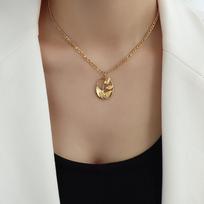 European Style Tulip Flower Pendant Necklace, 18K Gold Titanium Steel, Choker Clavicle Chain