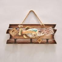 Realistic Wood Fish Wall Hanging Ornaments Handmade Fish Decor Hook  Wall Decoration Style 2