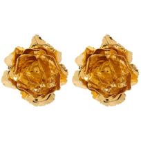 Exaggerated Fold Large Rose Drop Earrings for Women Ladies Metal Hammer Texture Flower Stud Earrings Holiday Jewelry Accessories