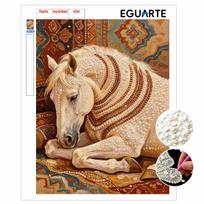 DIY Pearl Bead Art Canvas Horse Pattern Frameless Creative Craft Painting Kit for Relaxing Home Wall Decoration 30x40cm
