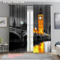 2pcs, spring summer Curtains London Big Ben at Night Art Digital Print Drapes Versatile Fabric Versatile All for Living Room, 60×150cm(23.6×59in)