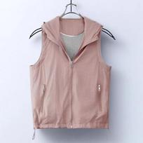 Women's Summer Hooded Sleeveless Breathable Windbreaker Vest, Solid-Color Casual Cardigan M