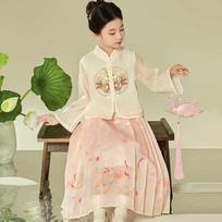 Girls' Embroidered Hanfu Horse-Face Skirt Set US 4