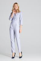 Kopertowy Kombinezon Damski - Elegancki Kombinezon Szary M672 Rozmiar M