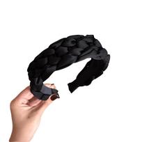 Satin Black Headband Wide Women Head Hoop Elegant Braided Hairband  Hair Accessories S