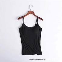 Women's Spaghetti Strap Camisole with Chest Pads – Wire-Free, Sleeveless Yoga Sports Tank XL