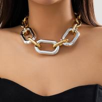 IngeSight.Z Exaggerated Thick Edge Cuban Collar Necklace for Women Vintage Punk Mixed Color Chunky CCB Chain Choker Necklace