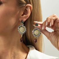 IngeSight.Z Vintage Elegant Sunflower Drop Earrings Woman 2026 Classic Exaggerate Earring Banquet Party Jewelry Accessories Gift