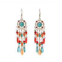 Bohemian Multicolor Acrylic Water Drop Dangle Earrings for Women Retro Simple Ethnic Long Charm Earrings Vacation Style Jewelry