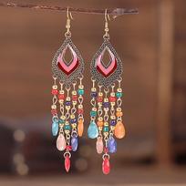 Vintage Ethnic Style Water Drop Earrings For Women Lady Bohemian Long Elegant Casual Party Vacation Jewelry Pendientes Mujer