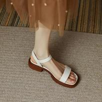 Women's Summer Sandals Low Heel Open Toe Sandals Non-Slip Soft Bottom Sandals 42