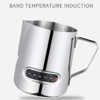 350/600ml/1000ml Milk Frothing Pitcher Coffee Mug Drinkware Temperature Display Stainless Steel Milk Frother Jug Cup for Latte 350ML