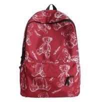 Primary School Student Schoolbag Women's Large Capacity Backpack Lightweight Cartoon Bear Backpack raudona