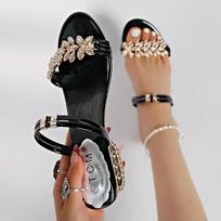 Fashion Shiny Crystal Slippers Women Luxury Rhinestone Med Heels Sandals Woman Bohemian Gold Strange Heel Flip Flops Summer Shoes 35