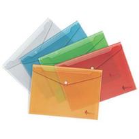 *Aplankas-vokas Forpus Crystal, A4, horizontalus, su spaustuku, skaidrus, raudonos spalvos