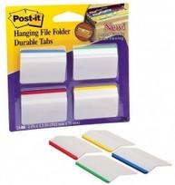 Lenkti žymekliai Post-it Strong kartotekoms, 50x38mm, 4 spalvos, 24 vnt