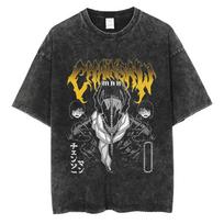 Japanese Anime Chainsaw Man Graphic Men Women Washed Oversized Y2k Hip Hop T-shirt Short Sleeve Clothing Cotton High Quality Female Male Tee Shirt L