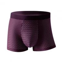 Men Slim Fit Short Pants Briefs Summer Thin Ice Silk Single Color Underwear Breathable Mesh Elastic Waistband Panties Underwear L