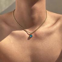 Turkiški Hamsa Piktos Akies Karoliai Vyrams Moterims Nerūdijančio Plieno Grandinėlė Auksinės Spalvos Pakabukas Choker Karoliai Papuošalų Aksesuarai Dovana 50cm brown