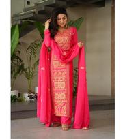 Women Designer Traditional Kurta Pant Dupatta Set Indian Bollywood Soft Creap Salwar Suit Kurti M