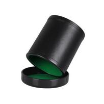 Dice Cup Set with Lid - Green/Red Felt Lined Quiet Rolling for Liars Dice/Farkle/Yahtzee, PU Leather Board Game Shaker