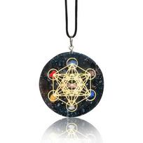 Juodasis oniksas, Obsidianas, Turmalinas, Lapis Lazuli, Skaidrus kvarcas, Ametistas Orgono pakabukas su 7 čakrų kristalų papuošalų meditacijos priedais