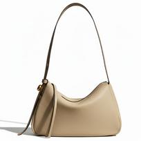 Tory Burch Romy Wide Strap Design Leather Shoulder Bag Women Shoulder Bag Soft-Gray 177364-021 Basic Set (Bag+Dust Bag)