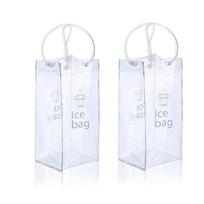 Classy-2 Piece Ice Wine Bag Portable Collapsible Clear Wine Pouch Cooler For Party,Outdoor,Champagne,Cold Beer skaidri