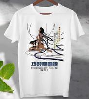 Ghost In The Shell 100% medvilnės marškinėliai Vyriški marškinėliai Viršutinė dalis Kultinis Manga Anime Japonų Sci-Fi Retro Unisex Viršutinė dalis 2XL