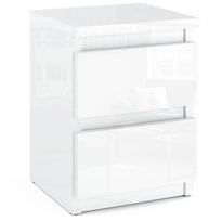 Naktinė spintelė VISAI BALTA BLIZGI 30 CM 2 stalčiai Naktinė spintelė Miegamojo baldai