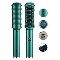 2 In 1Cordless Hair Straightener Brush Curler for Women Negative Ionic Anti Scalding Comb Teeth Fast Heating USB Rechargeable