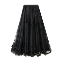 Tulle Skirts for Women A Line Fairy Tiered Skirt Midi High Elastic Waist Long Skirt Layered Flowy Swing Tutu Skirt Women's Mesh High Waist Maxi Skirts One size