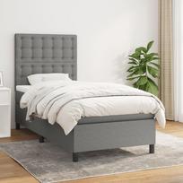 Vidaxl Łóżko Kontynentalne Z Materacem, Ciemnoszara Tkanina 90X200 Cm