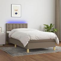 Vidaxl Łóżko Kontynentalne Z Materacem, Taupe, 90X200 Cm, Tkanina