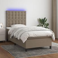 Vidaxl Łóżko Kontynentalne Z Materacem, Taupe, 90X200 Cm, Tkanina