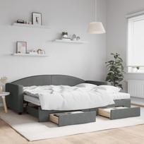 Vidaxl Sofa Rozsuwana Z Szufladami, Ciemnoszara, 90X200 Cm, Tkanina