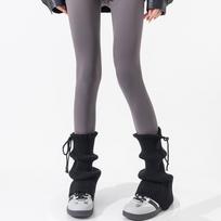 Thickened Middle Tube Socks Gift New Solid Color Leg Warmers Knitted Bow Harajuku Mid Calf Sock One Size