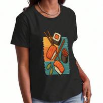 Sushi Lover Wounisex's Cotton T Shirt, Premium Cotton Print, Durable And Casual Fashion. Just A Girl Who Loves Sushi Graphic Tee, Comfortable And Styl S
