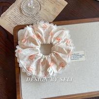 Strawberry French Lace Edge Ribbon Hair Tie - Cute Korean Style with Three-Dimensional Rose Hair Accessories