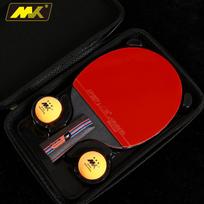 MK7 Seven Star Carbon Table Tennis Racket (Red/Black) with 2 ABS Balls + Hard Shell Case
