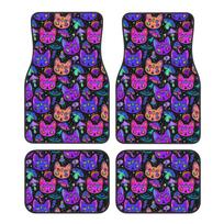 Trippy Eyes Black Cat Mushrooms Pattern Car Carpet Four Season Vehicle Carpet Durable Non Slip Full Coverage Mats Easy To Clean juoda