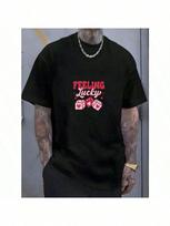 Unisex's Summer Casual Loose Fit Round Neck T-Shirt With Unique 'Feeling Lucky' Dice Print Design L