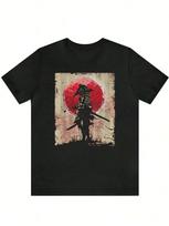 Printed Round Neck T-Shirt Anime Samurai Graphic Printed Unisex T-Shirt L
