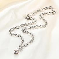 Retro Black Pearl Pendant Necklace with 18K Gold Stainless Steel Cross Chain