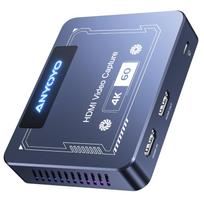 [Switch 2PS5 Compatible] ANYOYO Capture Card, Ultra Low Latency, 4K60fps, HDRVRR, HDMI Passthrough, USB 3.0, External Recording Card for Game