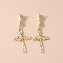 Fashion Rhinestones Cross Drop Earrings for Women Men Earrings Punk Hip Hop Jewelry Gift