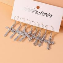 4pairs/set Fashion Rhinestones Religious Cross Drop Earrings for Women Men Earrings Hip Hop Punk Jewelry Gift