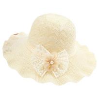 Fashion Solid Color Wide Brim Knitted Hat Lace Bow Flower Weave Bucket Hat Korean Style Comfortable To Wear Beach Sun Hat Summer